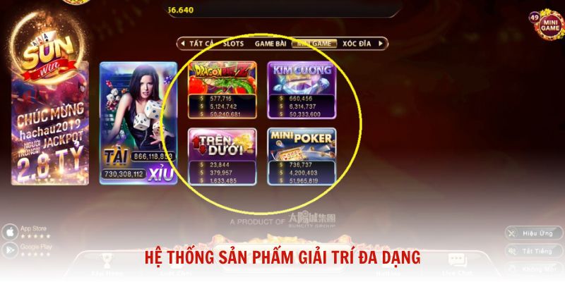Hệ thống sản phẩm giải trí đa dạng cho mọi game thủ